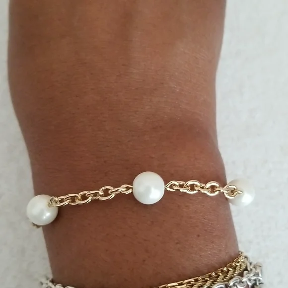 New Ralph Lauren Faux Pearl Chain Bracelet - Picture 5 of 6